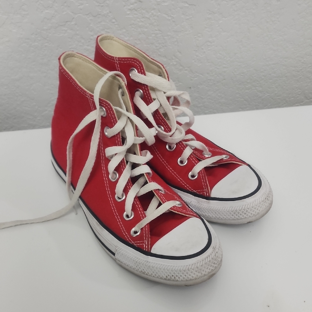 Converse Red and White High-Tops